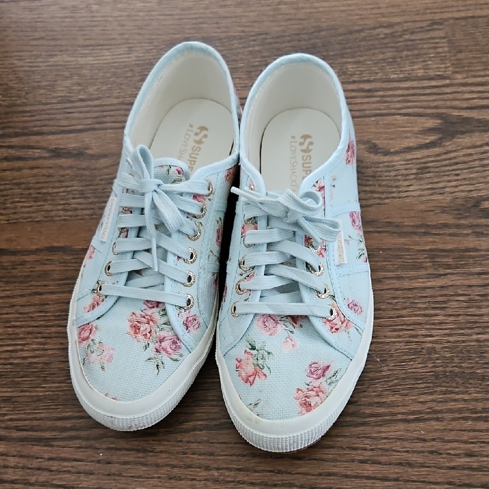 Superga Women's Floral Canvas Sneakers - Light Blue